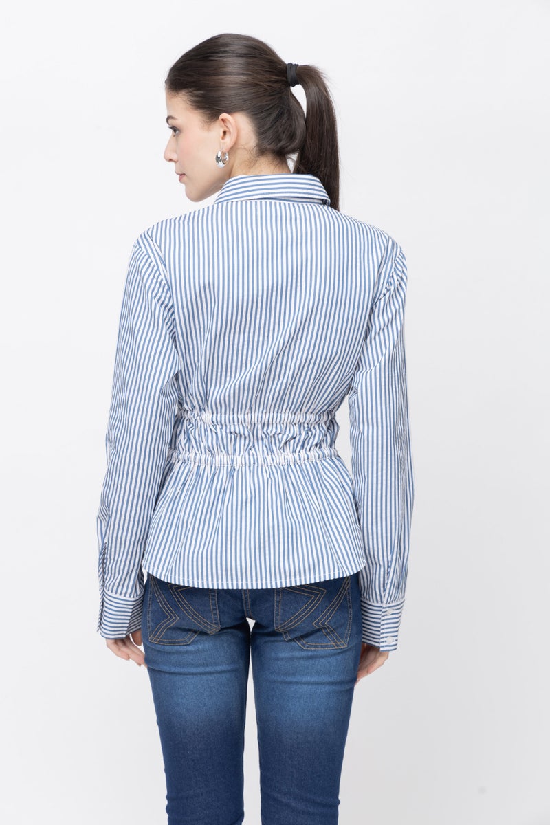 7OUNCE Striped Full Sleeve Shirt for Women - Blue and White - Image 5